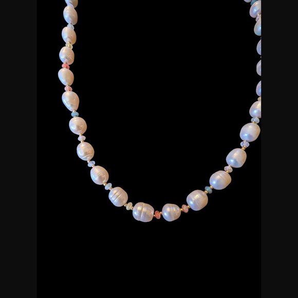 Loft Gold Tone 10.5mm Natural Pearl Multicolor Bead 21" Necklace - Picture 4 of 8
